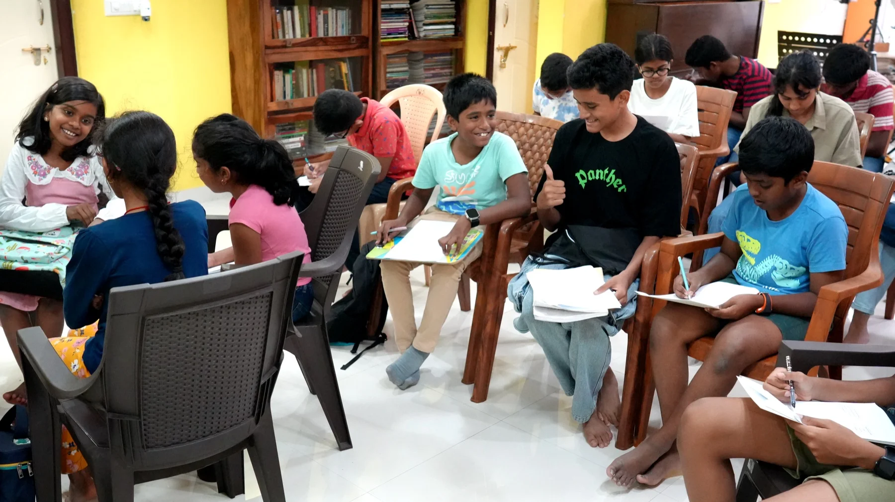FSG students in a group theory workshop session — Dodda Banaswadi