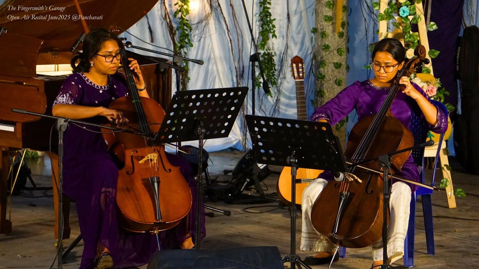 Grace Michelle performing cello at Panchavathi heritage venue, Bangalore — FSG Recital 2025