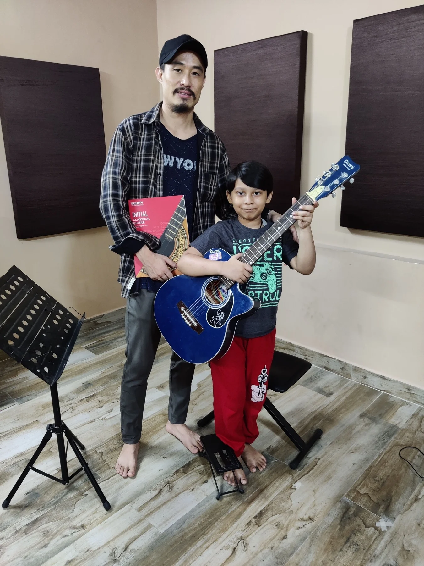 Young guitar student at Fingersmith's Garage, Bangalore
